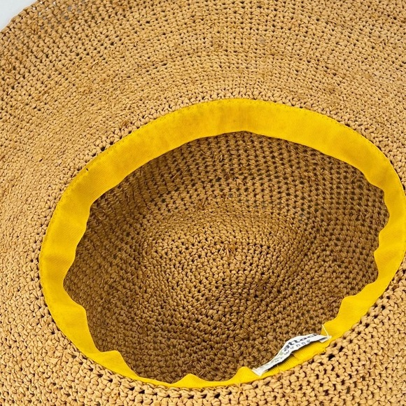 HATattack New York Straw Floppy Sun Hat Womens One Size Beaded Beach Vacation - Picture 12 of 16